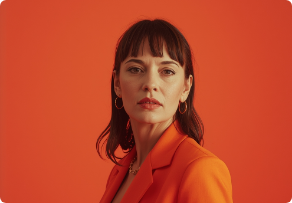 A typical founder after being coached at The Founder's Edge Lab. A white female founder calm and focused, ready to lead.